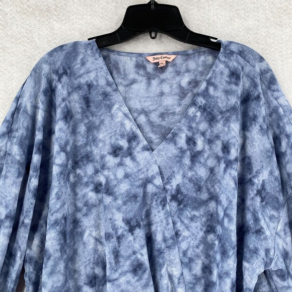STUNNING Juicy Couture‎ Blouse Womens XXL Crepe Gauzy Front Knot Top Flowy 2XL - Picture 5 of 14